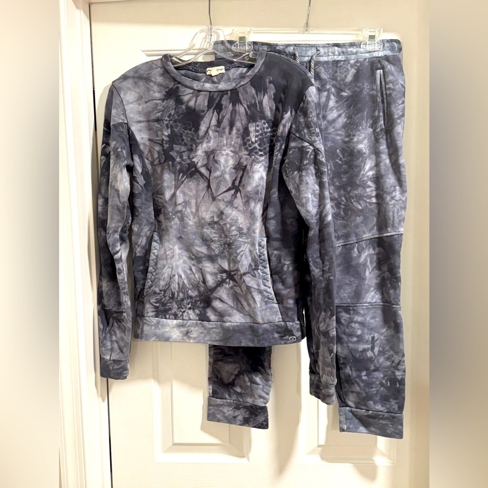 Appaman Boys Pewter Tie Dye 2 piece Sweat Set Sideline Sweat Pant &Sweatshirt 14